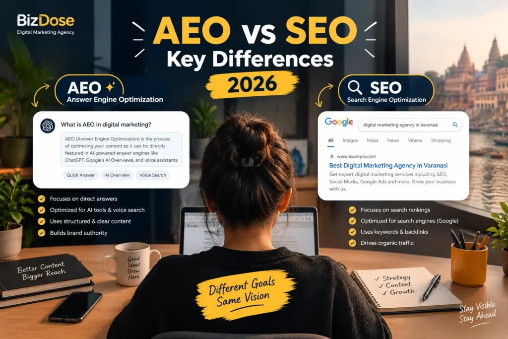 AEO vs SEO Key Differences 2026 – Answer Engine Optimization vs Search Engine Optimization
