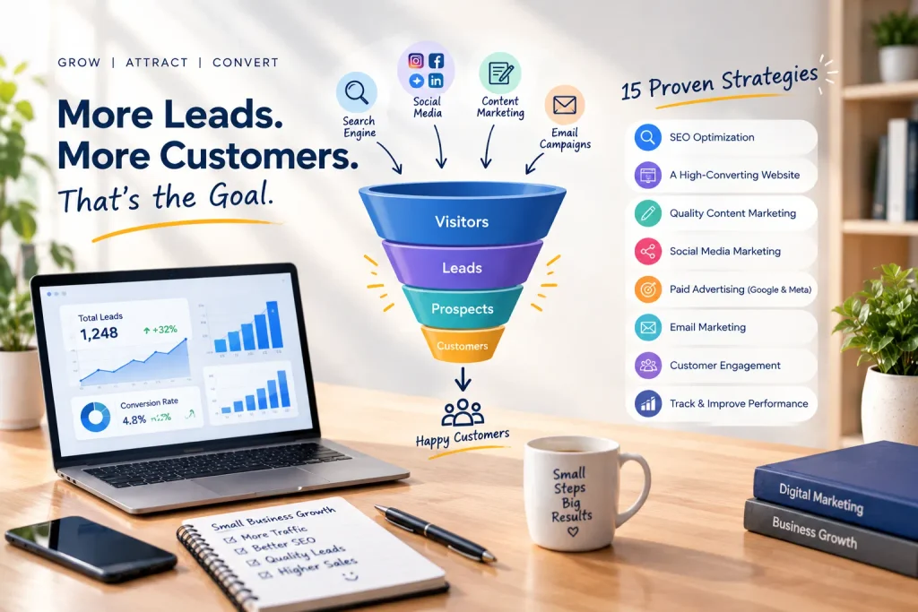 Lead Generation for Small Businesses strategy funnel with SEO and digital marketing